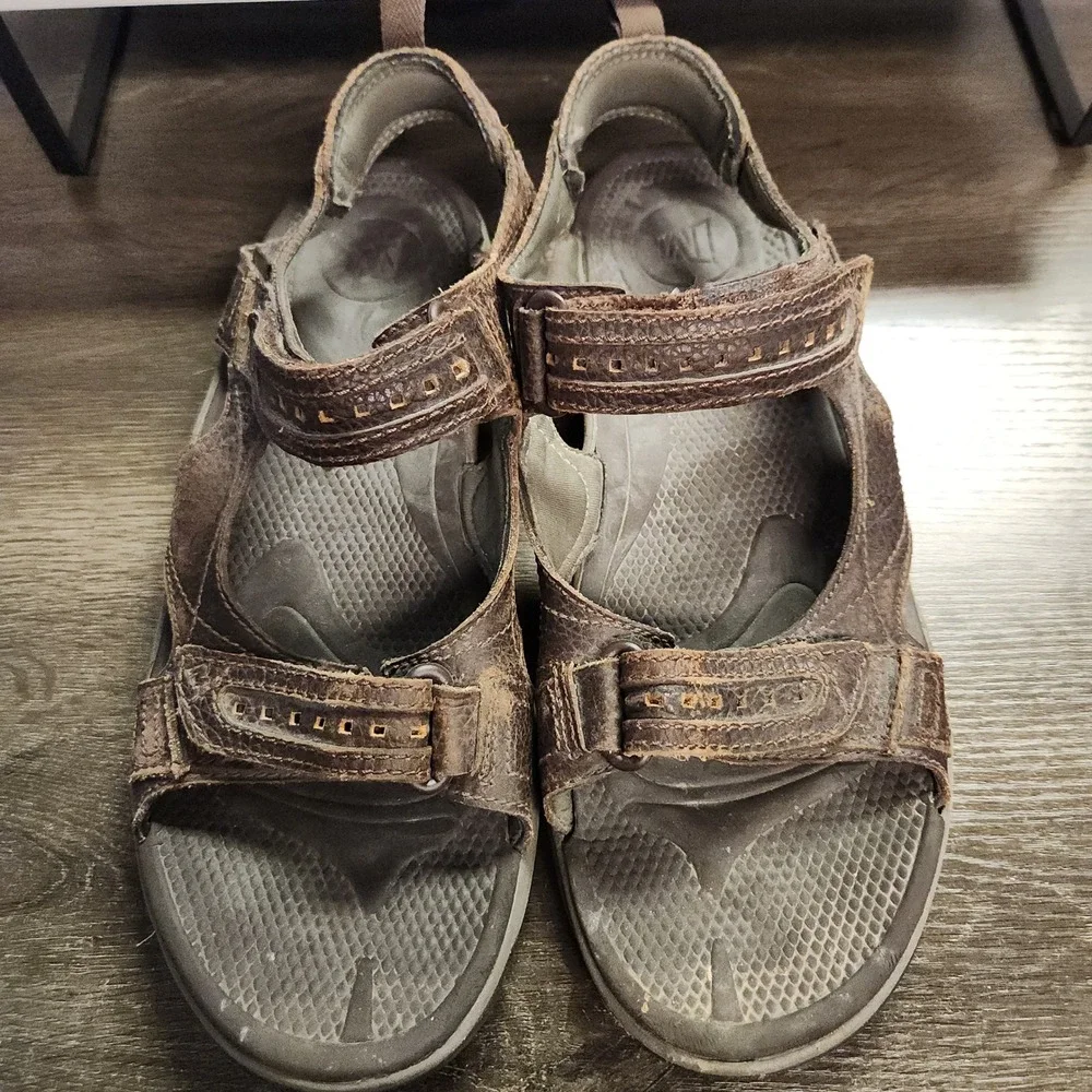 Merrell Men's Leather Dark Brown Sandals Size 13 Hiking Walking Outdoor Gorpcore